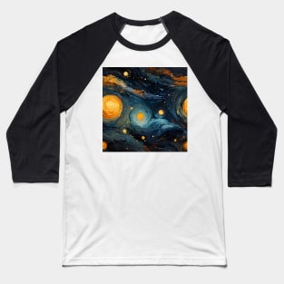 Van Gogh Starry Night Outer Space Pattern 15 Baseball T-Shirt